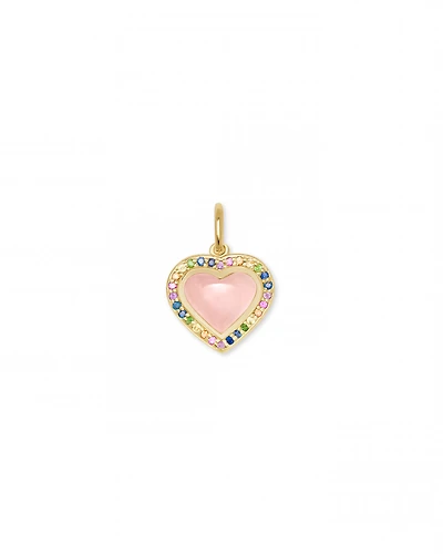 Angie Heart 18k Yellow Gold Vermeil Accent Charm in Rose Quartz
