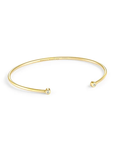 Audrey 14k Yellow Gold Cuff Bracelet in White Diamond