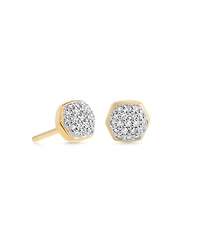 Davie 18k Gold Vermeil Pave Stud Earrings White Diamond