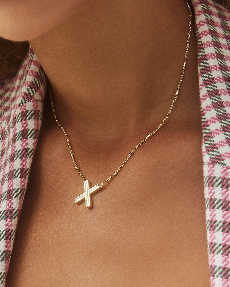 Letter X Pendant Necklace in Silver