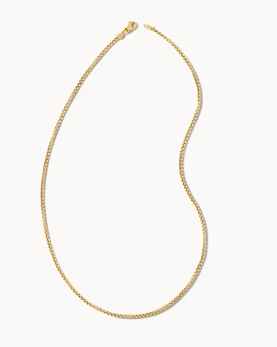 Beck 24" Thin Round Box Chain Necklace 18k Oxidized Gold Vermeil