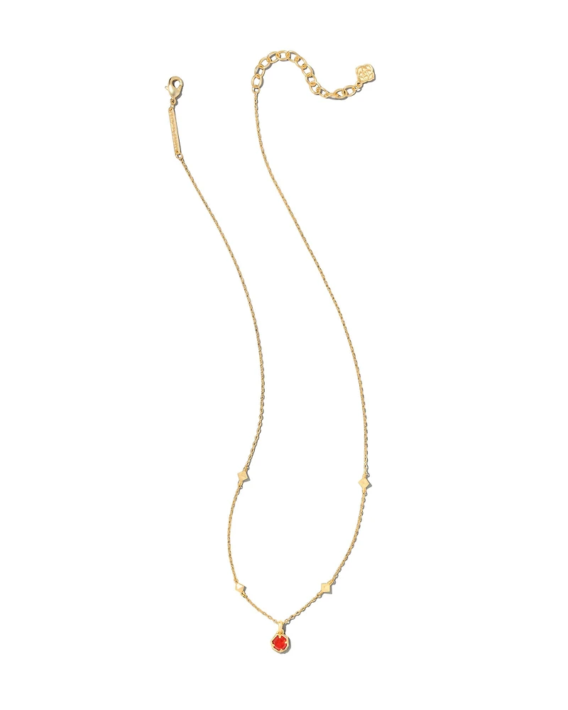 Nola Gold Pendant Necklace in Red Illusion