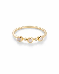 Davie 18k Gold Vermeil Band Ring Rainbow Moonstone
