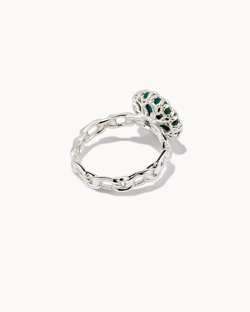 Jane 18k Yellow Gold Vermeil Cocktail Ring Gray Labradorite
