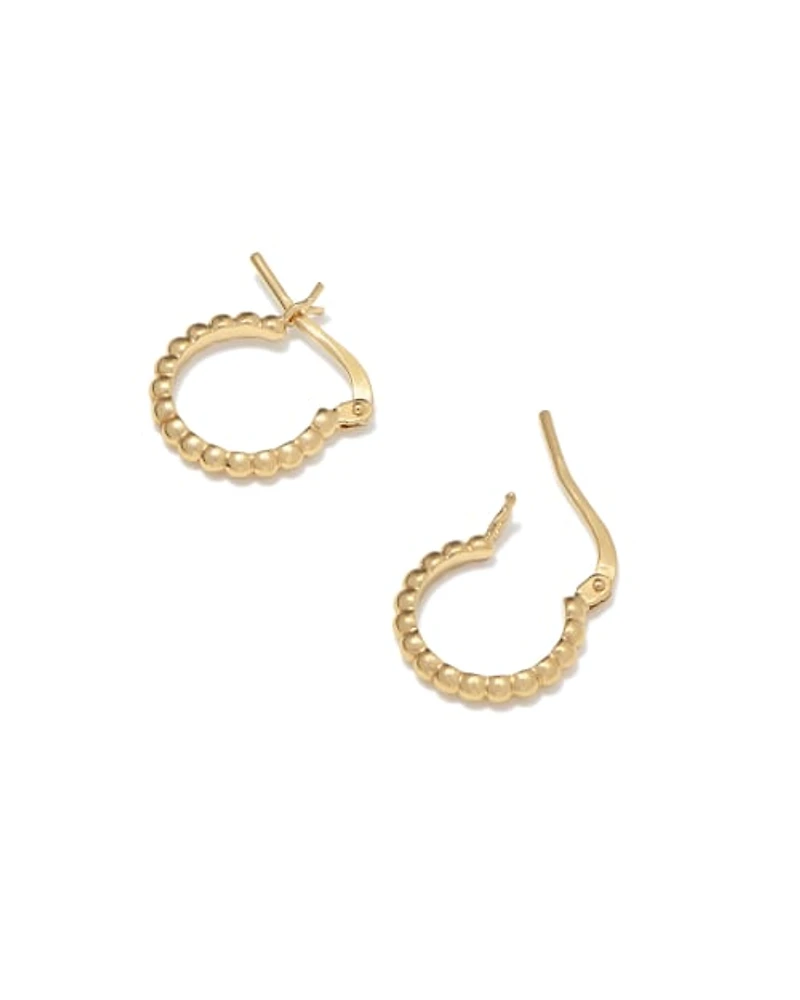 Beaded 13mm Huggie Earrings Sterling Silver