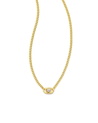 Delaney 18k Gold Vermeil Curb Chain Pendant Necklace White Sapphire