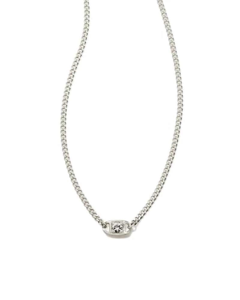 Delaney Sterling Silver Curb Chain Pendant Necklace in White Sapphire