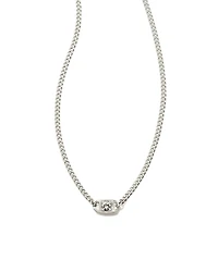 Delaney Sterling Silver Curb Chain Pendant Necklace in White Sapphire