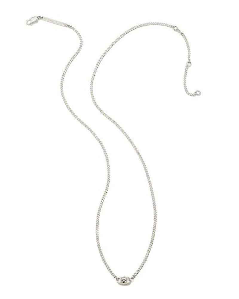 Delaney Sterling Silver Curb Chain Pendant Necklace in White Sapphire