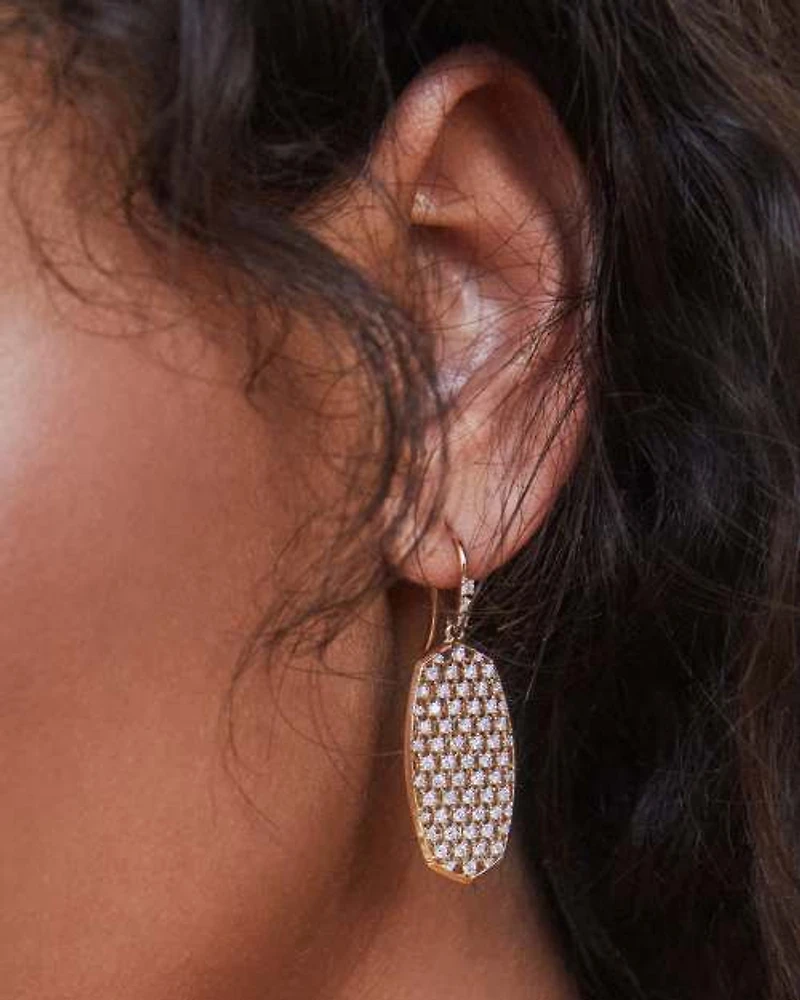 1.53 ct 20th Anniversary Ellen 14k Yellow Gold Drop Earrings in White Diamond