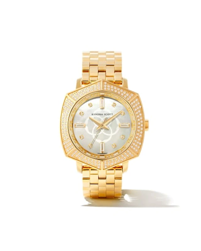 NEW Kendra Scott Dira 38mm Two-Tone Stainless Steel Mother of Pearl Watch  NWT ? Adela Two Tone Stainless Steel Watch in Ivory Mother-of  main image 4