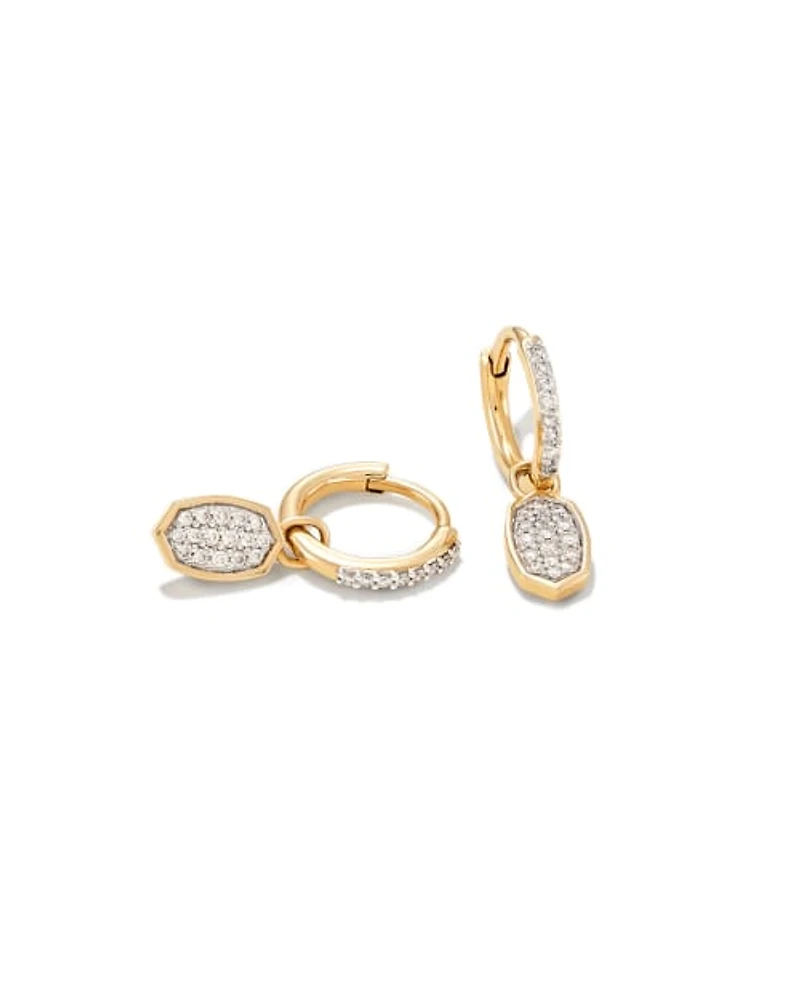 Marisa 14k Yellow Gold Huggie Earrings White Diamond