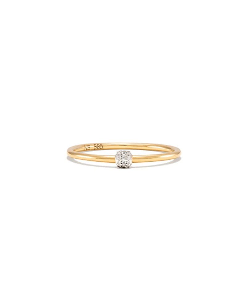 Stella 14k Yellow Gold Band Ring White Diamond