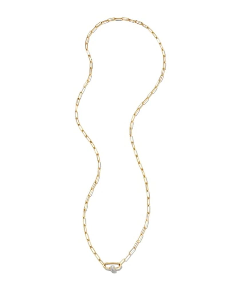 Stella 14k White Gold Paperclip Pendant Necklace Diamond