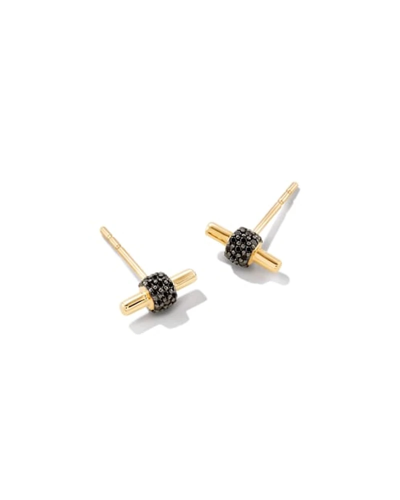 0.19 ct Stella 14k Yellow Gold Stud Earrings in Black Diamond