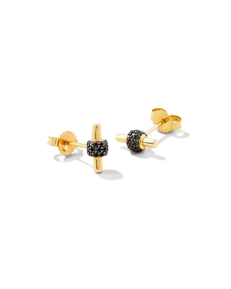 0.19 ct Stella 14k Yellow Gold Stud Earrings in Black Diamond