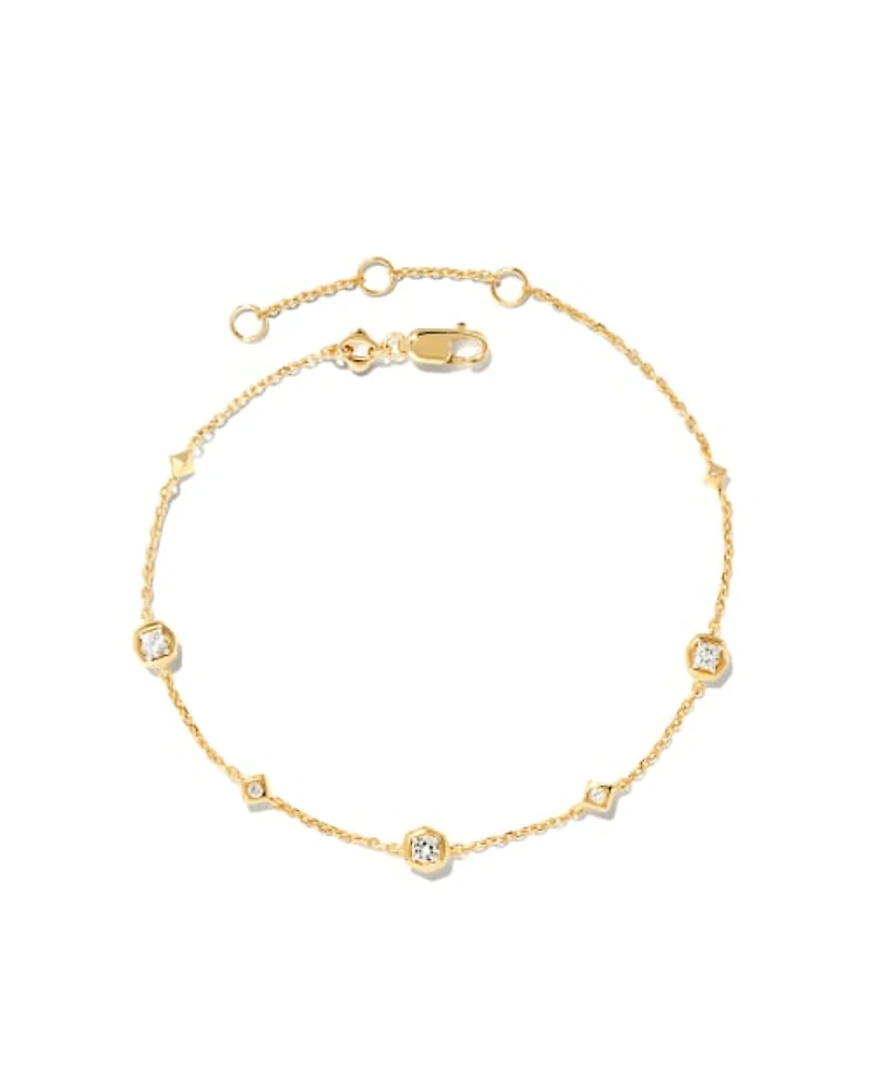 Davie 18k Gold Vermeil Trio Delicate Bracelet White Sapphire