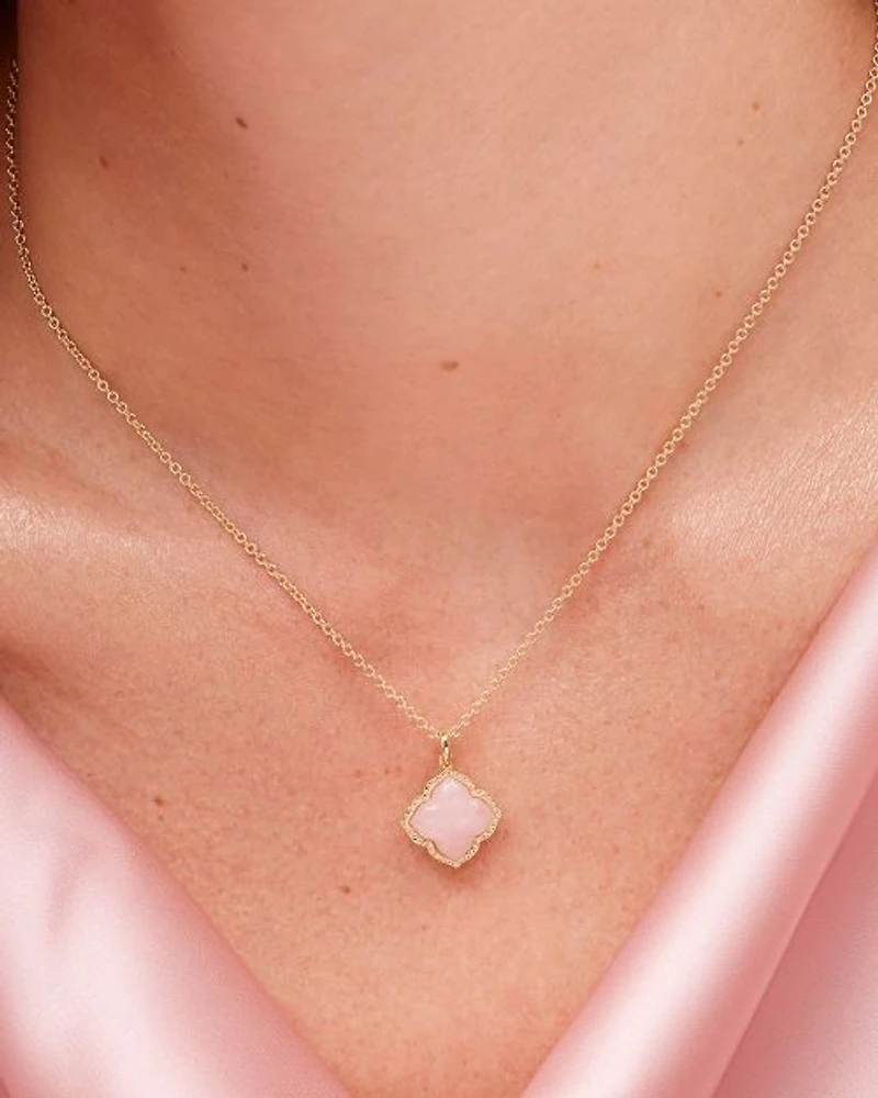 Mallory Gold Pendant Necklace Rose Quartz