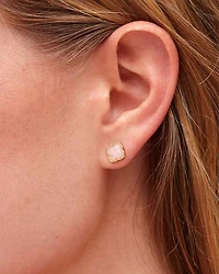 Mallory Gold Stud Earrings Rose Quartz