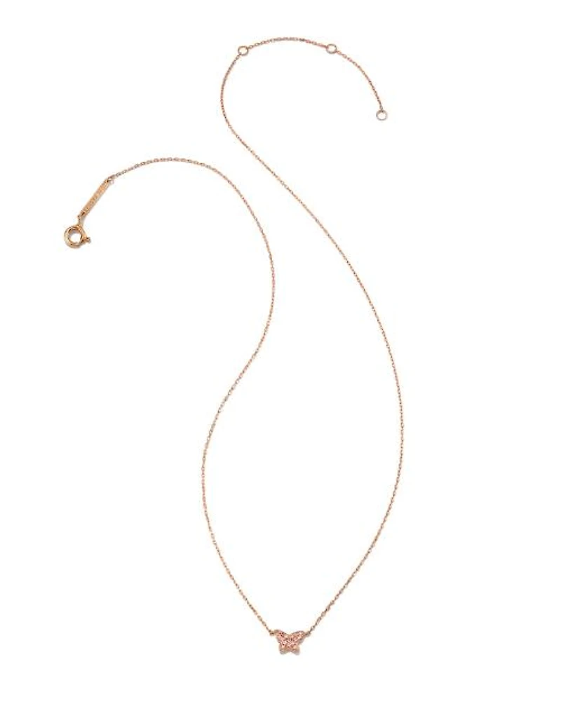 Butterfly 14k Rose Gold Pendant Necklace in Pink Sapphire