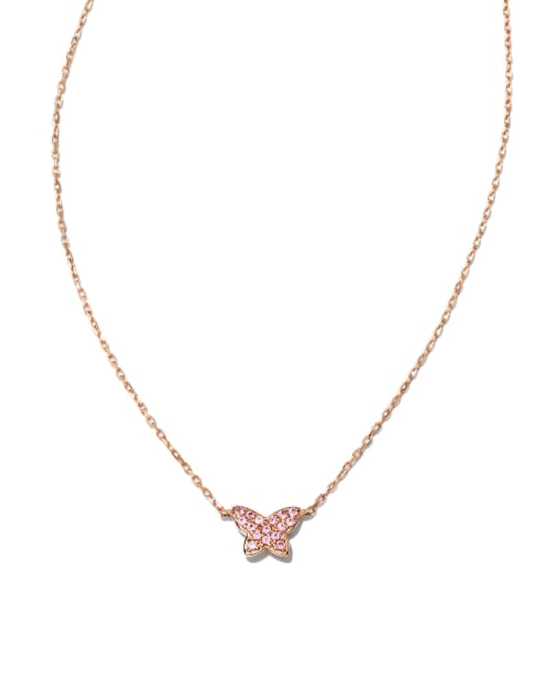 Butterfly 14k Rose Gold Pendant Necklace in Pink Sapphire