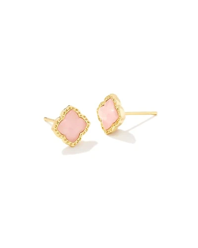 Mallory Gold Stud Earrings Rose Quartz