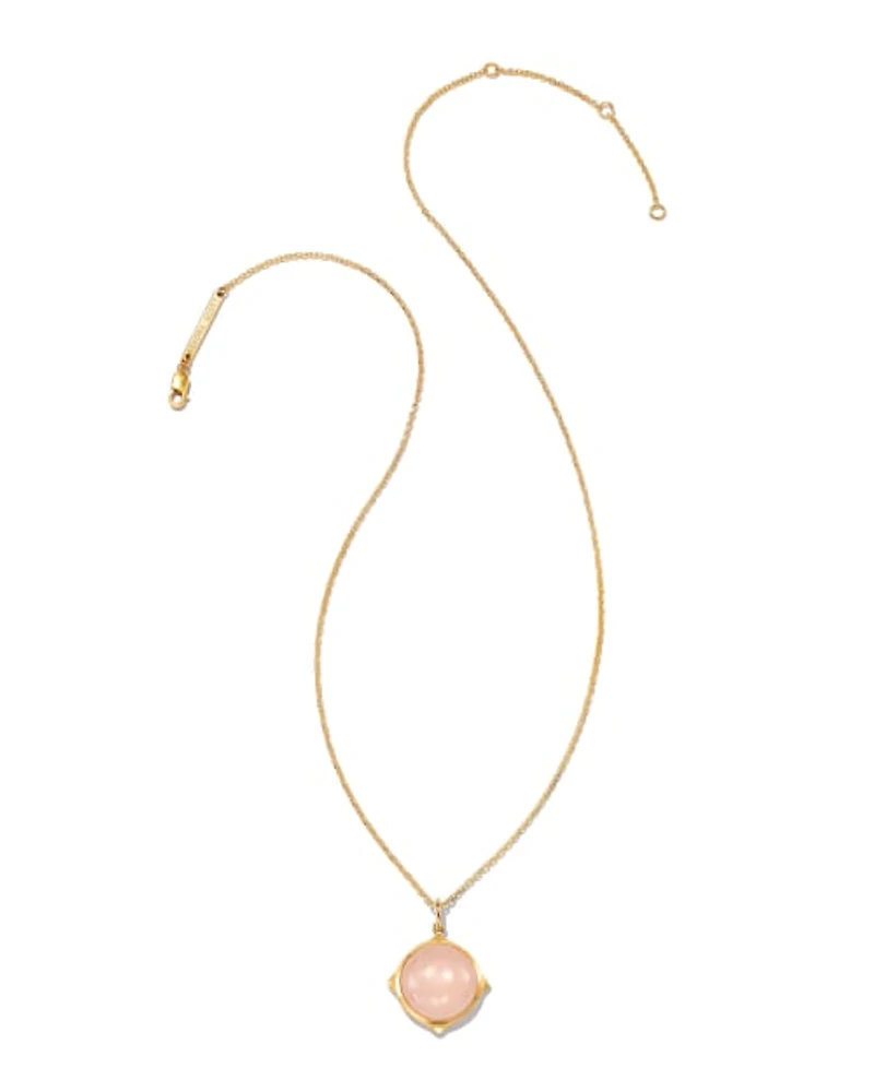 Matilda 18k Gold Vermeil Stone Charm Necklace Rose Quartz