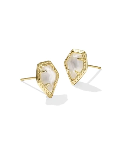 Framed Gold Tessa Stud Earrings Ivory Mother-of-Pearl