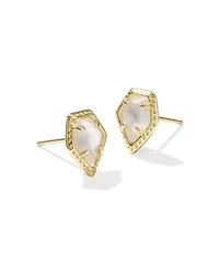 Framed Gold Tessa Stud Earrings Ivory Mother-of-Pearl