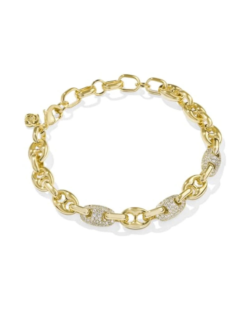 Bailey Gold Pave Chain Bracelet White CZ