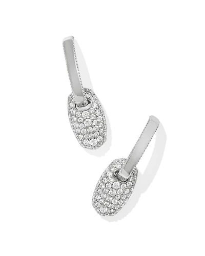 Bailey Silver Pave Huggie Earrings in White CZ