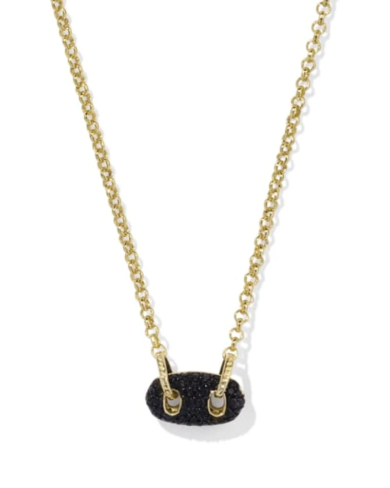 Bailey Gold Pave Short Pendant Necklace Black Crystal