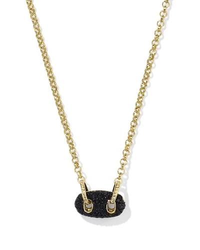 Bailey Gold Pave Short Pendant Necklace Black Crystal