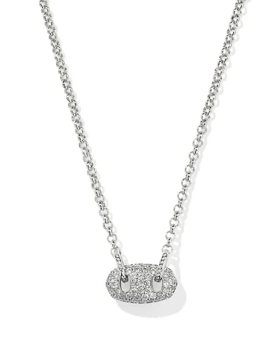 Bailey Silver Pave Short Pendant Necklace in White CZ