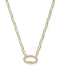 Emery Gold Link and Chain Necklace White CZ