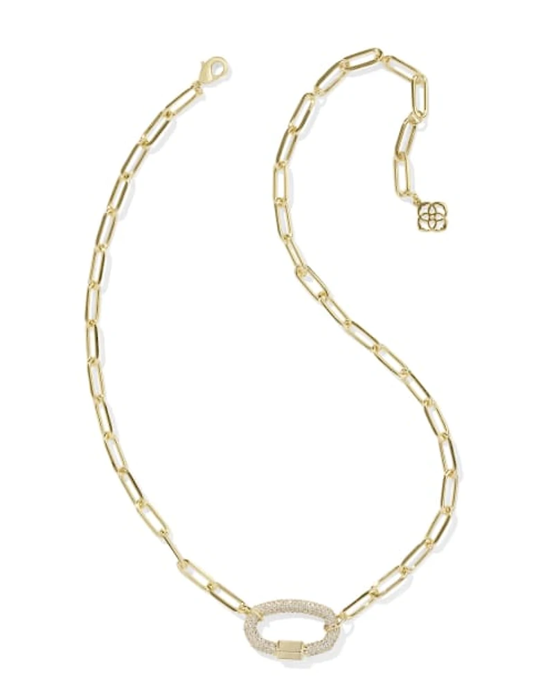 Emery Gold Link and Chain Necklace White CZ