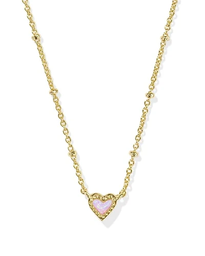 Mini Ari Heart Gold Satellite Short Pendant Necklace Red Lab Grown Opal