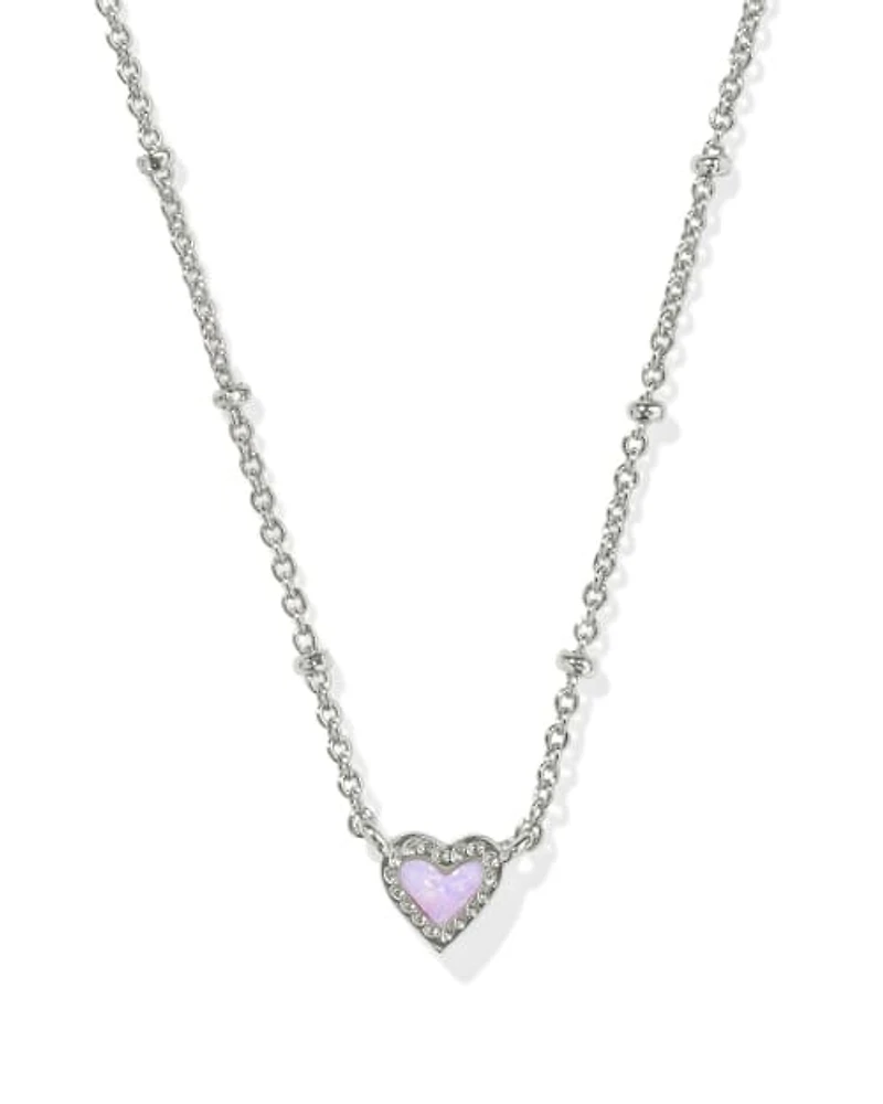 Mini Ari Heart Silver Satellite Short Pendant Necklace Ivory Mother-of-Pearl