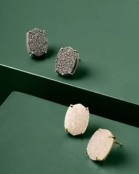 Daphne Gold Large Stud Earrings Iridescent Drusy