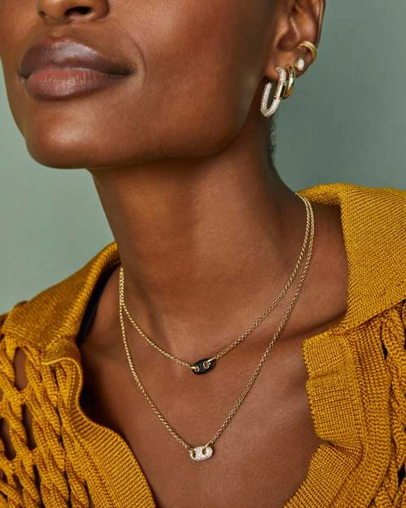 Bailey Gold Pave Short Pendant Necklace Black Crystal