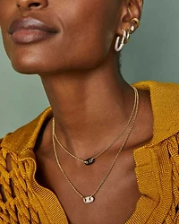 Bailey Gold Pave Short Pendant Necklace Black Crystal