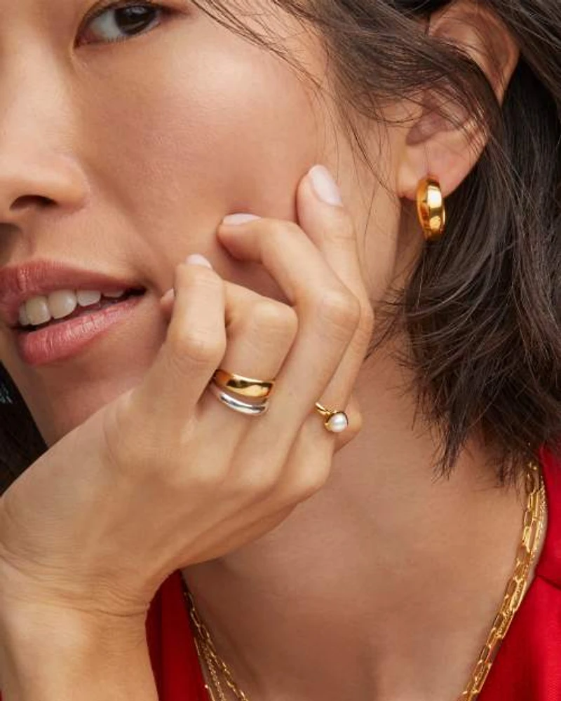 Davie Pearl 18k Gold Vermeil Band Ring Freshwater Cultured