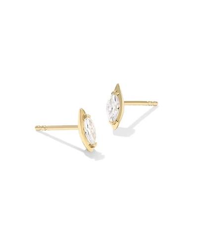 0.2 ct Lab Grown White Diamond Marquise 14k Yellow Gold Studs 