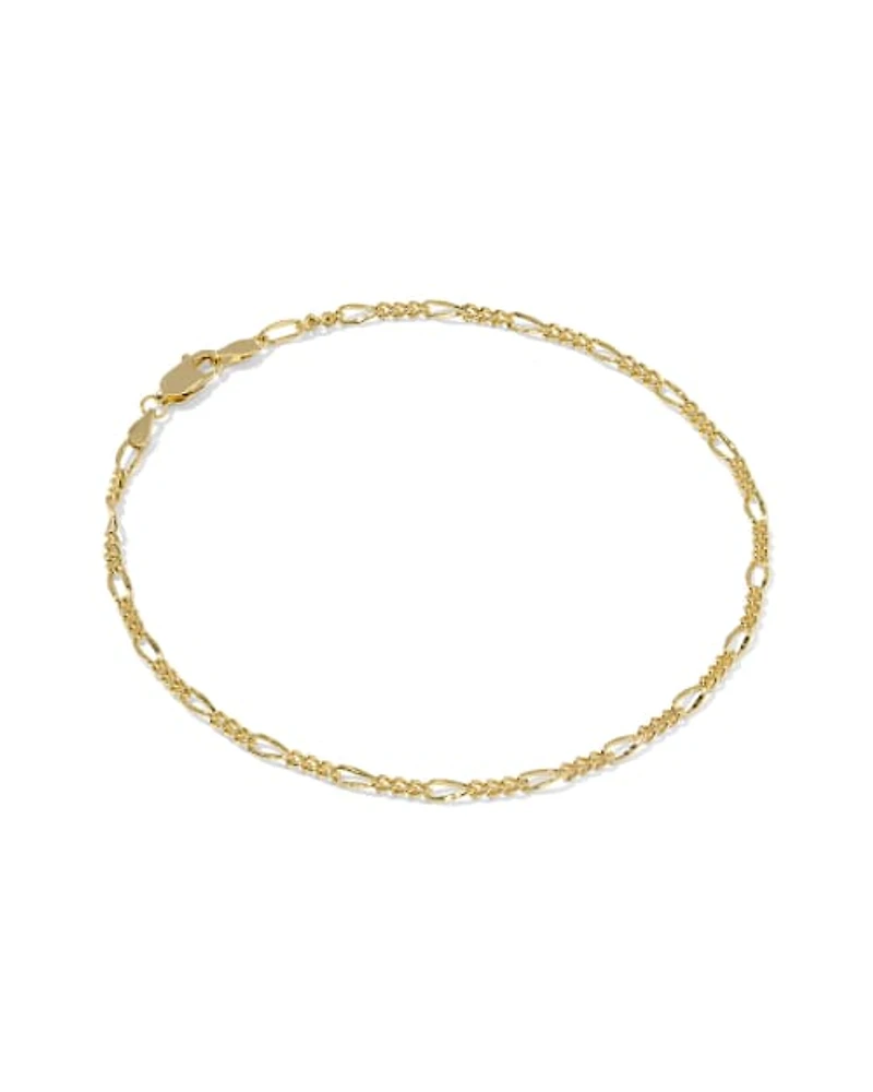 Thin Figaro 18k Gold Vermeil Chain Bracelet