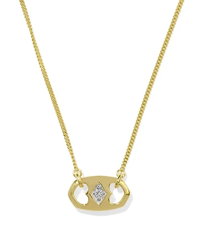 Elisa 18k Gold Vermeil Sparkle Tab Pendant Necklace White Topaz
