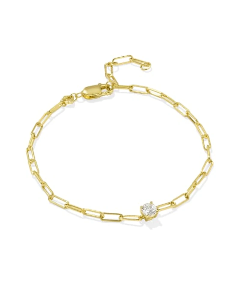 Virginia Sterling Silver Paperclip Bracelet White Topaz