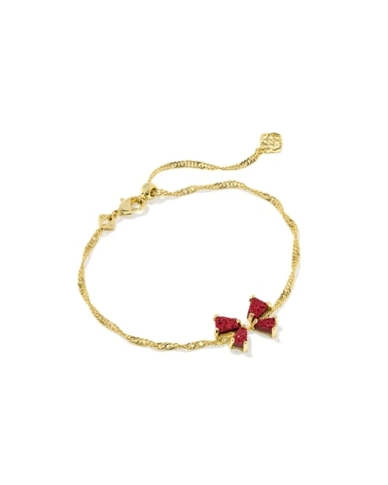 Blair Gold Bow Small Delicate Chain Bracelet Iridescent Drusy
