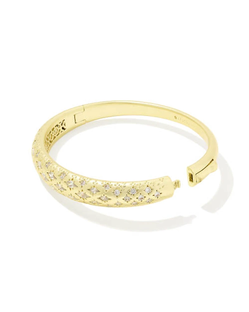Holland Gold Bangle Bracelet White CZ