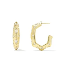 Holland Gold Hoop Earrings White CZ