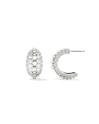 Krista Silver Hoop Earrings in White Mix